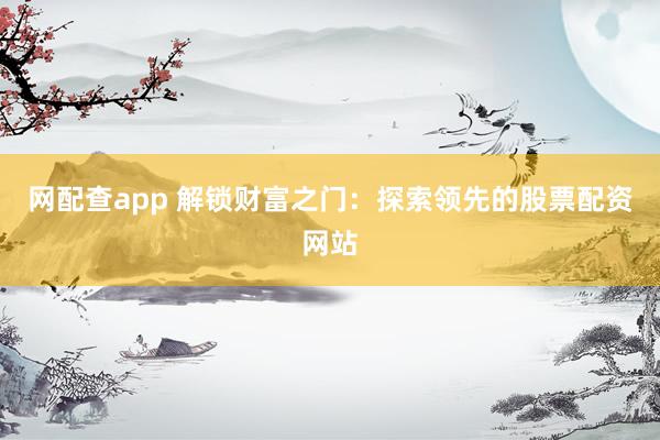 网配查app 解锁财富之门：探索领先的股票配资网站